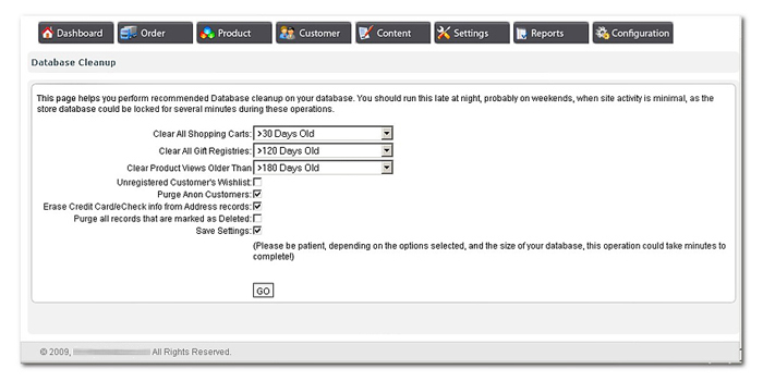 Database Cleanup options