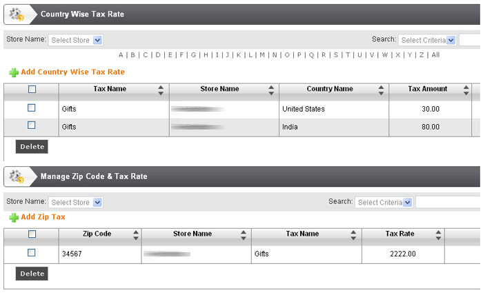 Manage Tax Rates Zip code or Region wise