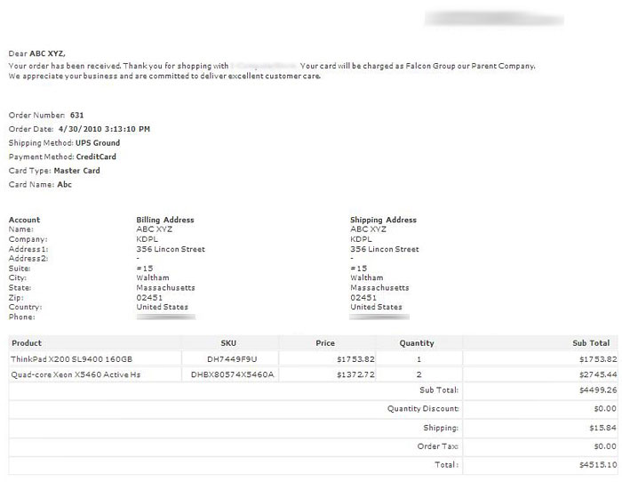 Order Receipt Print & View Options