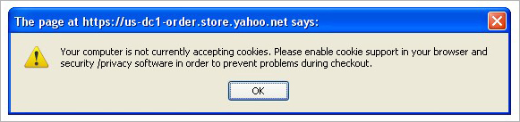 Shopping Cart Cookie Tester Screenshot