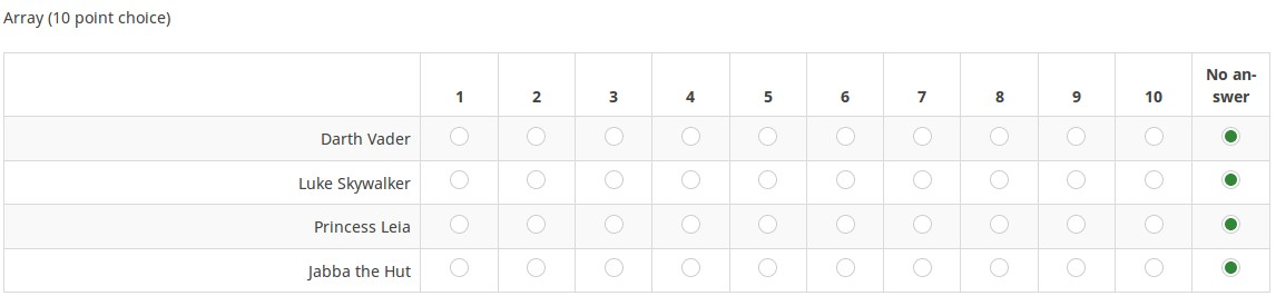 Array (10 point choice)