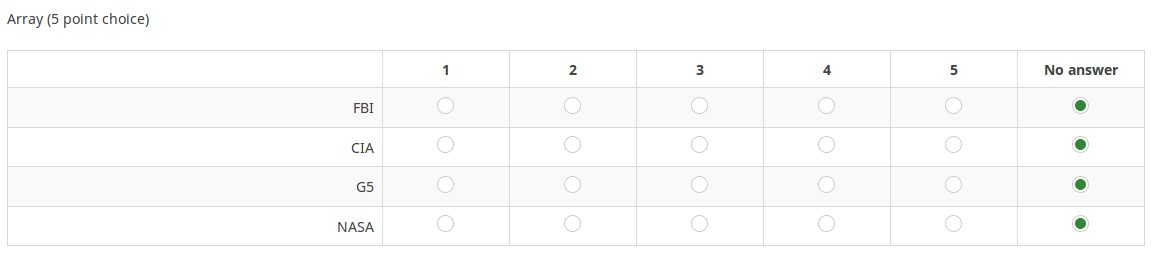 Array (5 point choice)