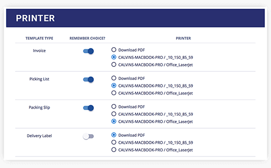 Set different documents to auto-print on specific printers