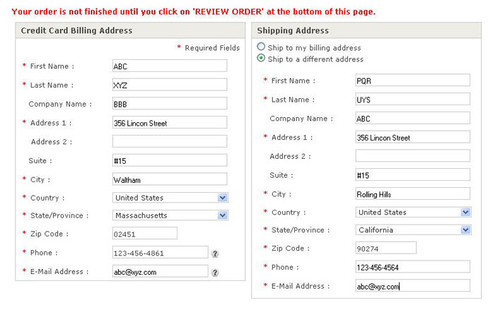 Billing & Shipping Address Selection