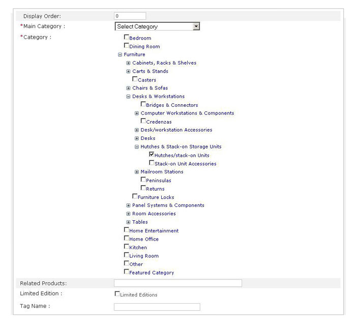 Category/Section wise Product Management