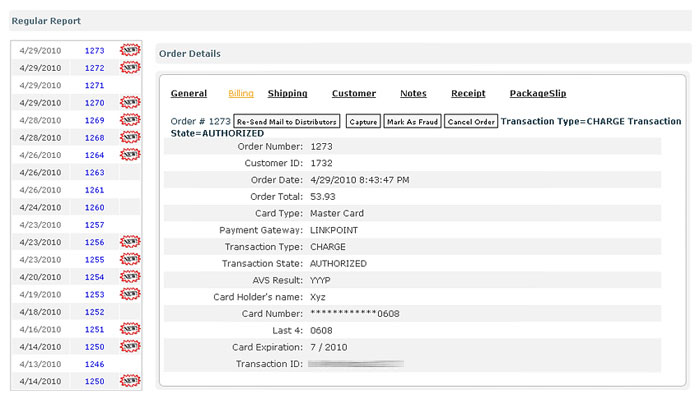 Customer Billing & Shipping Information