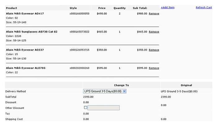 Edit Order Functionality