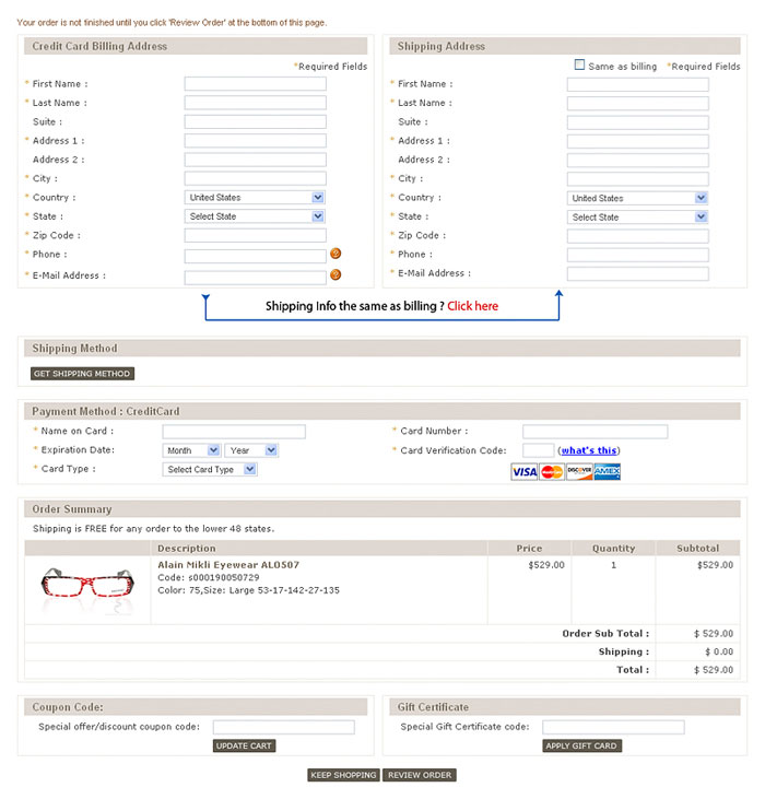 Single Page Checkout