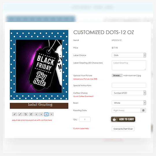 Custom Photo Label Feature and Product Customization