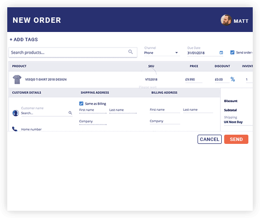 Generate and process phone orders within a few clicks