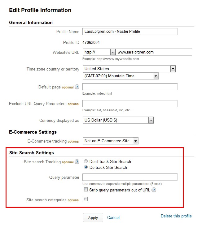 Analytics enabled Site search