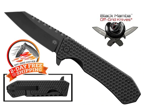 *4 Left in Stock* - ELITE SERIES - BLACK MAMBA - Bohler M390 Super Steel Blade, 6AL4V Titanium Scales, Ceramic Ball Bearing Flipper Knife with Frame Lock, Deep Pocket Carry, Legal Carry